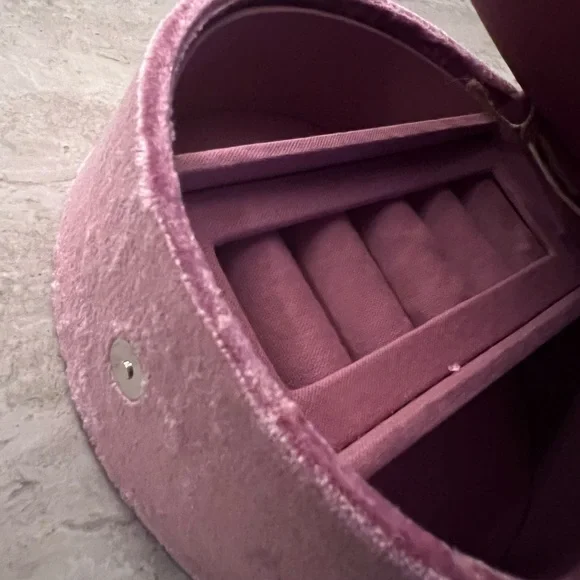 Unique Handcrafted Embellished Pink Velvet Jewelry Box - Picture 6 of 8